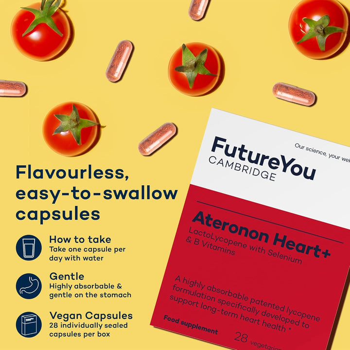 Ateronon Heart+ Health Capsules – 28X Heart Capsules with Lycopene & Vitamin B – the Original Tomato Pill – 28 Day Supply – Heart Vitamins by  Cambridge