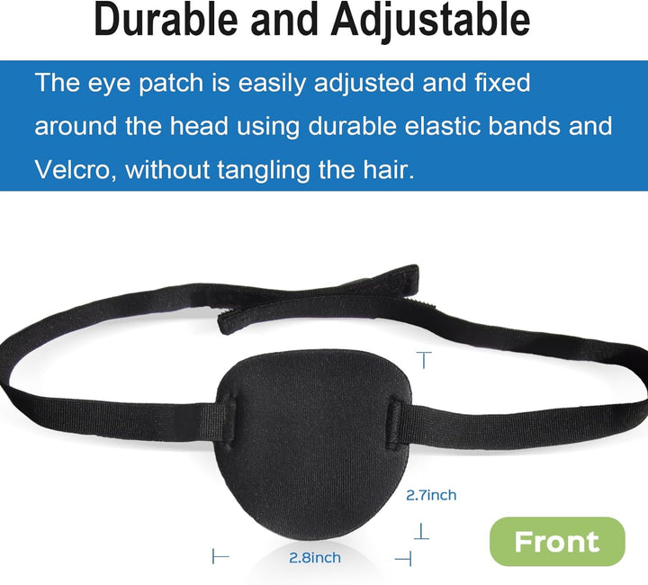 2 Pcs Eye Patches,Eye Patch for Adults,3D Medical Adjustable Eyepatch for Right or Left Eye,One Eye Cover for Lazy Eye,Pirate Costume(Black)
