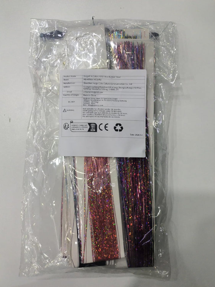 14 Colors 4200 Strands Hair Tinsel, 35.5 Inches Hair Glitter Strands Shiny Colorful Straight Hair Extensions for Women Girls Party Cosplay Rainbow, Hair Tinsel Kit (No Tools)