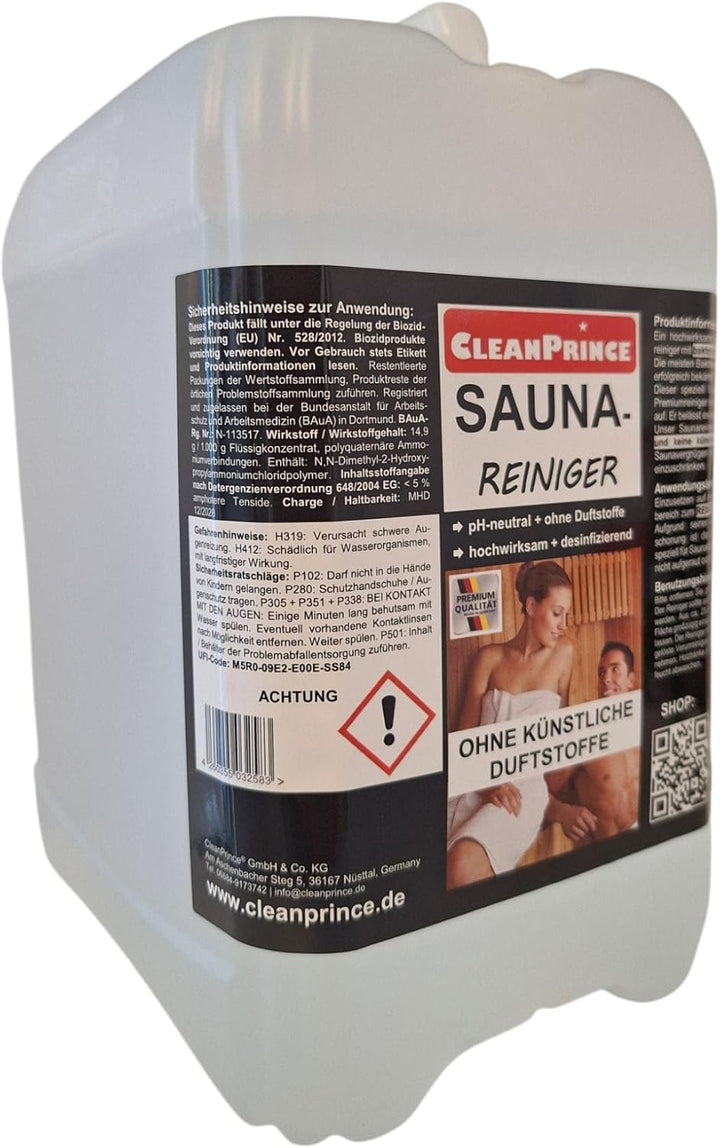 Sauna-Cleaners Liquid 5 Liter Saunaholzreiniger Wood Cleaner Disinfection Sauna Saunadesinfektion Right Away Ready to Use Refill Canister