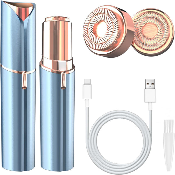 Facial Hair Remover for Women, Face Hair Trimmer with Two Replacement Blades, Rechargeable Women'S Facial Shaver, Painless Lady Shavers for Women for Face Hair-Blue