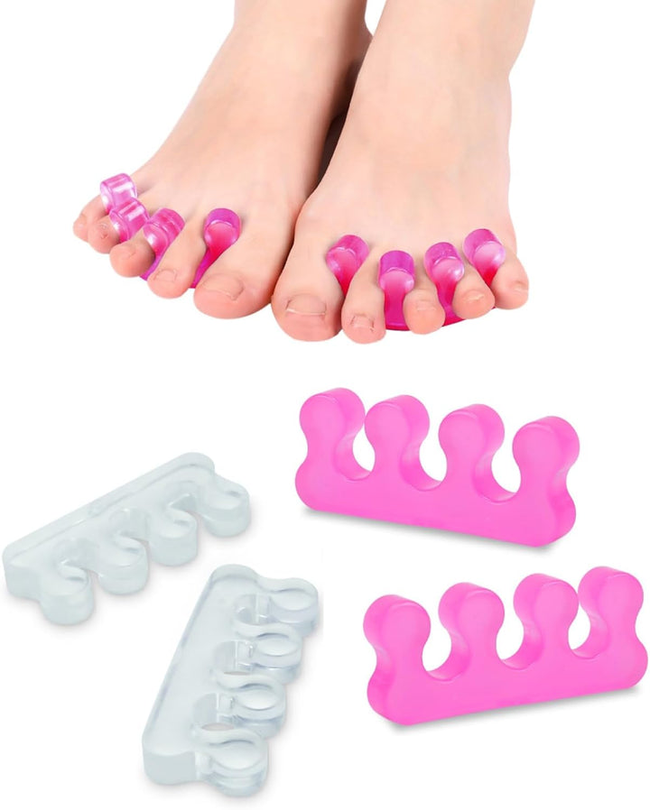 Toe Separator,Gel Toe Spacers for Overlapping Toes-[4 Pcs]-Washable and Reusable Toe Straighteners,Dividers to Correct Bunions,Hammertoes,Relief Restore Feet