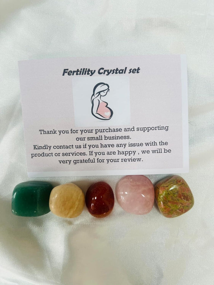 Crystal Set for Fertility & Pregnancy –Natural Healing Stones for Women Crystals & Palm Stones – Reiki Chakra Balancing Kit for Conception, Emotional Healing, Meditation & Positive Energy Gift for Mum