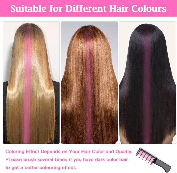 Hair Chalk Comb, 6 Pcs Temporary Non-Toxic Hair Coloring for Kids, Ideal Cosplay, Halloween, Carnival, Birthday Party Gifts for Girls Boys