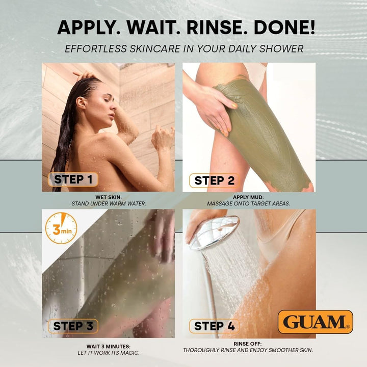 FIR Tourmaline Shower Mud Cellulite Remover – 3-Min Thermal anti Cellulite Draining Treatment – 400Ml Hot Cellulite Cream for Tummy, Legs & Buttocks – Seaweed Skin Firming, Tightening Body Mask