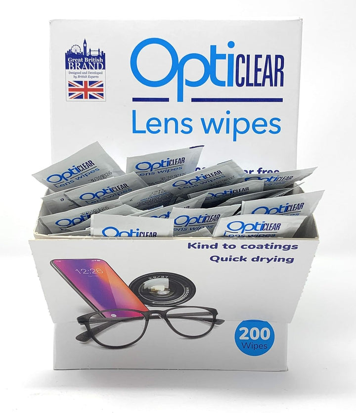 Lens Wipes - Cleaning Wipes for Eyeglasses, Smartphones, Tablets, Laptops, TV, Cameras, Screens & Optical Devices - Smear-Free, Quick Drying, Anti-Fog, Safe for Coatings - 200 Count