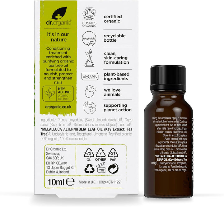 Tea Tree Nail Solution, Purifying, Conditioning , Mens, Womens, Natural, Vegan, Cruelty-Free, Paraben & Sls-Free, Recyclable & Recycled Ocean Bound Plastic, Certified Organic, 10Ml