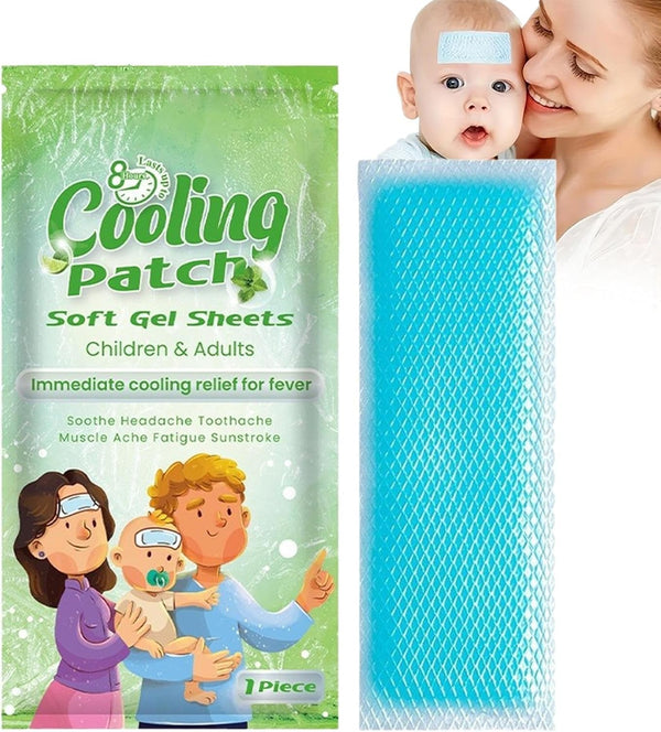 Cooling Patches - Refreshing Soothing Pads, Reusable Forehead Sheets, Cool Patch, Heat Relief for Kids Adults Sports Camping School Hiking Travel Dorm Hot Weather, Portable Coolings Aid, Blue