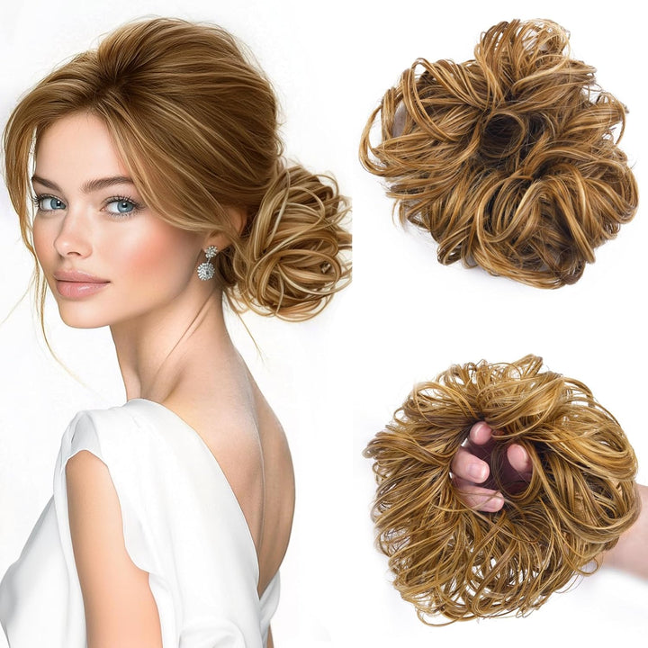 Messy Bun Hair Piece for Women,Curly Wavy Hair Scrunchies Bun Extensions Hairpieces,Synthetic Hair Chignons Accessories Updo for Girls(18/22#,35G)