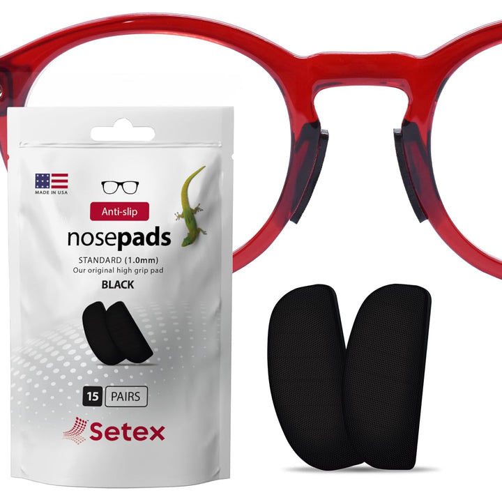 Gecko Grip Glasses Nose Pads (5 Clear Pairs) - Anti-Slip Nose Pads for Glasses, USA Made, Micro-Structured Fibers, Ultra-Strong Grip and Ultra-Soft, Self Stick Adhesive, 1 X 7 X 16 Mm
