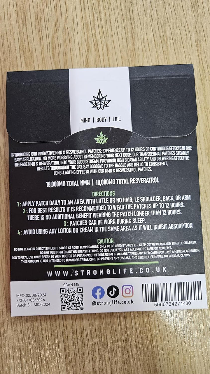 NMN & Resveratrol Patches – High Absorption, 12 -Hour Release – Supports Cellular Health, Anti-Aging & Skin Vitality – Easy-To-Use – 30 Patches – Natural Ingredients – like Capsules - Powders