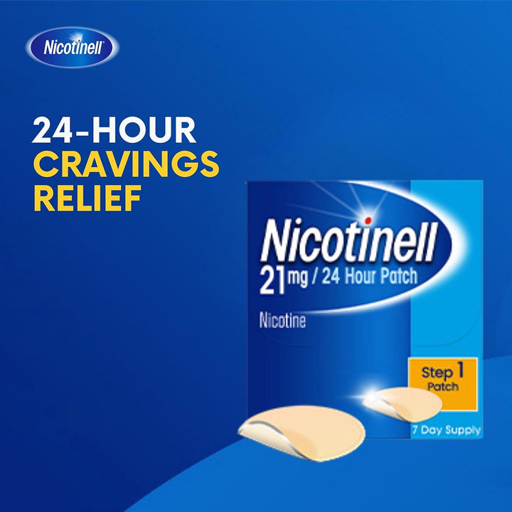 Nicotine 21Mg 21Patches, Nicotine Patches, Stop Smoking Aid, 24H Craving Control, Step 1 for Heavy Smokers, Quit Smoking Aid