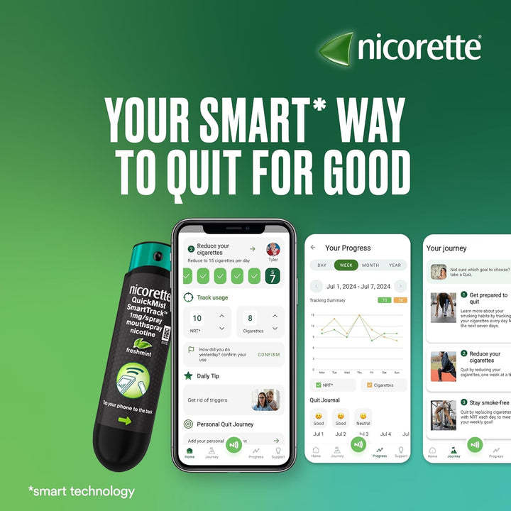Quickmist Smarttrack Mouthspray (1 X 150 Sprays), Freshmint, Quit Vaping or Quit Smoking Aid Designed to Start Reducing Cravings in 30 Seconds, Smoking or Vaping Cessation Aid