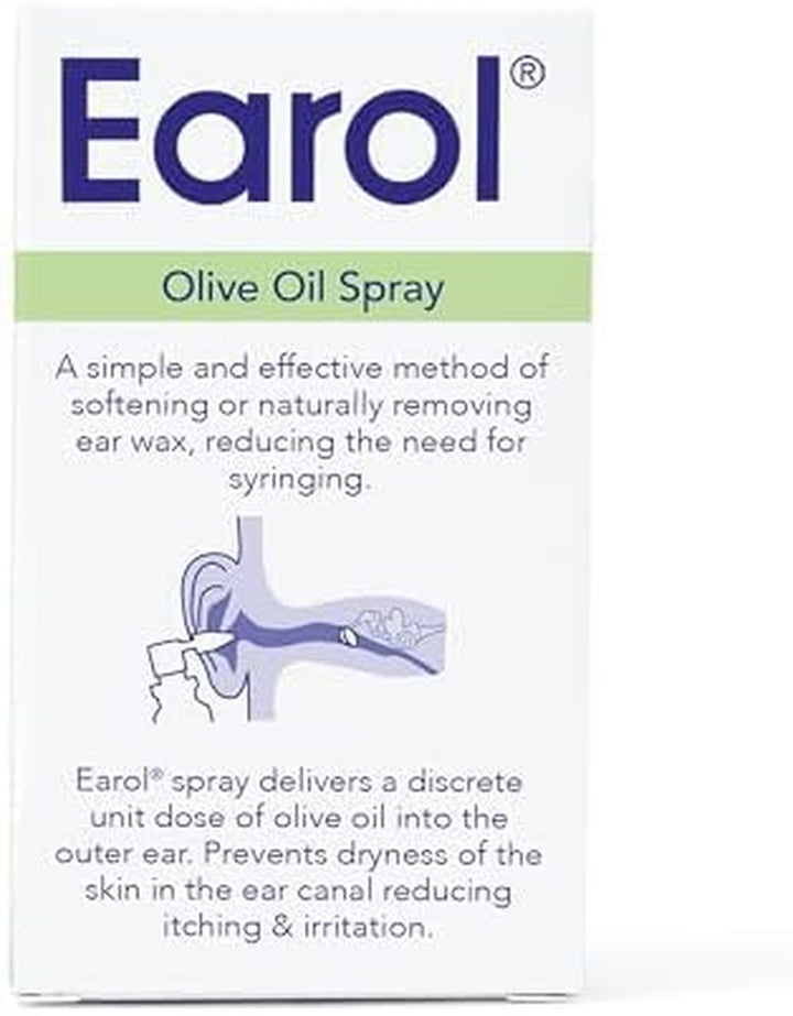Olive Oil Ear Wax Removal Spray, Clinically Proven, Reduces Need for Syringing, Metered Dose, 2 Pack of 10Ml Oil Spray Bottle