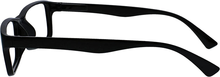 PEP Classic Reading Glasses for Women Men, Scratch Resistant Rectangular Frame with Spring Hinges, Black, +2.5 (Pack of 6)