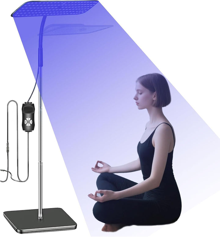 Tanning Lamp, 126 Blue Leds, 360° Rotating Head, Adjustable Height 65–186Cm, Timer & Goggles, Face Tanning Lamp with 3 Wavelengths: 660Nm+850Nm / 660Nm / 850Nm – for Home Use