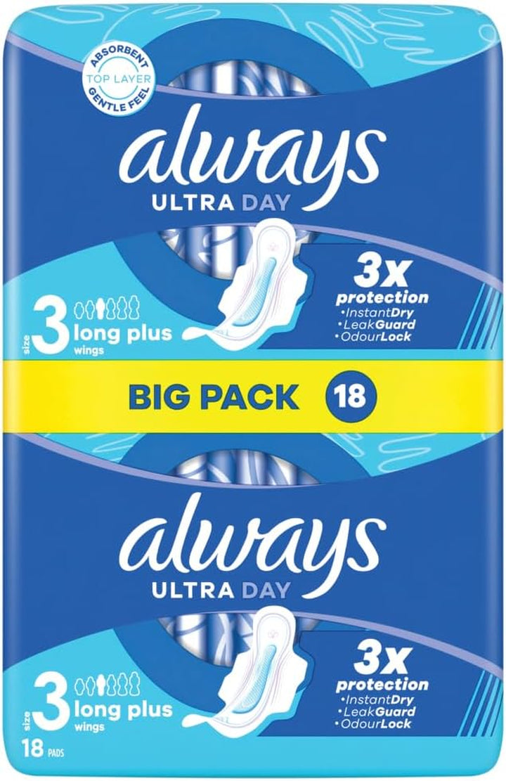Ultra Sanitary Towels Long (Size 2) Wings X 24 Pads, Super Absorbent and Ultra Thin, for Menstrual Periods 24 X 4