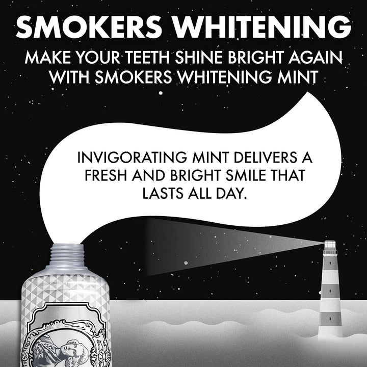 Smokers Whitening Toothpaste, Mint, 85Ml, Promotes the Natural Whitening of the Teeth, Plaque Removal Toothpaste, Long-Lasting Freshness