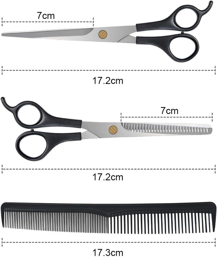 Professional Hairdressing Kit - Hair Cutting and Comb Set with Stainless Steel Thinning/Texturizing Scissors for Salon/Home/Pet