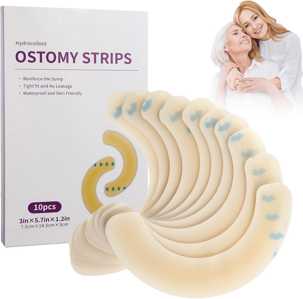 Ostomy Bag Barrier Strip Pack of 10 Ostomy Barrier Tapes Elastic Barrier Strips Sensitive Tape Waterproof Ostomy Supplies Ostomy Barrier Strips Covers for Stoma Bag