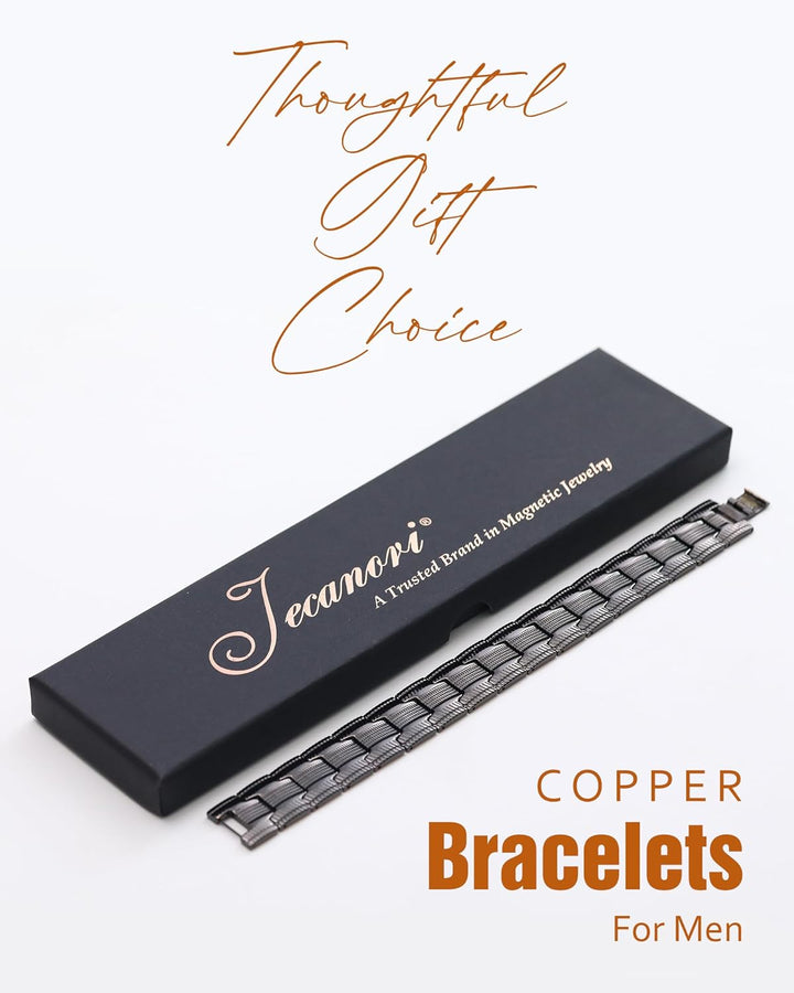 99% Copper Bracelet for Men, Magnetic Bracelet with 57Pcs Ultra Strength Magnets. Adjustable Wristband with Removal Tool&Jewelry Gift Box