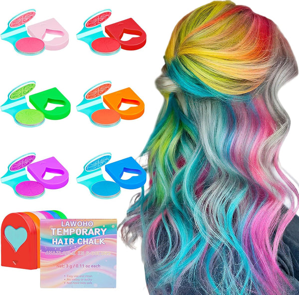 Temporary Hair Chalk for Girls 6 Color,Glow in UV Light Neon Hair Chalk Washable Blacklight Reactive Hair Dye Color UV Makeup for Halloween Cosplay,Christmas Birthday Gift for Girls Age 5-12 Years Old