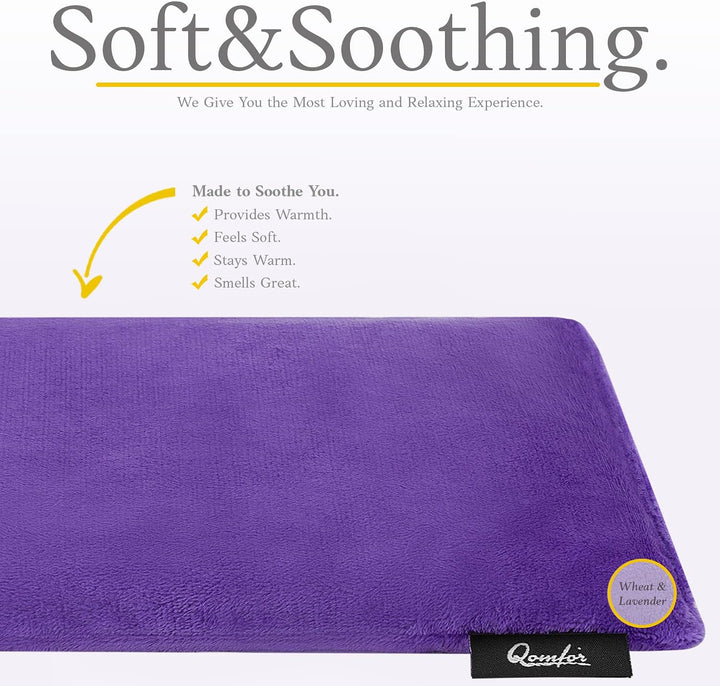 Wheat Bag Microwavable - Moldable Microwavable Heat Pad (48 X 15 Cm) - Fleece, Wheat Filled Microwave Heat Pack - Neck, Shoulder, Back Pain Relief - Reusable & Flexible Heat Pad (Purple)