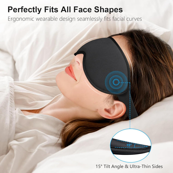 100% Light Blocking Sleep Masks for Men & Women-Zero Pressure Sleeping Eye Mask -3D Ergonomic Design Eye Movement and Eyelash Friendly, Ultra Comfortable Blindfold for Sleeping