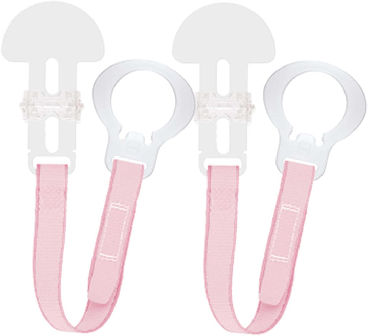 Dummy Clip | 2 Pack | Baby Soother Clips Fit All  Soothers | Adjustable Length and Lightweight Design | Baby Accessories | White with Blue Strap | Dummies Not Included