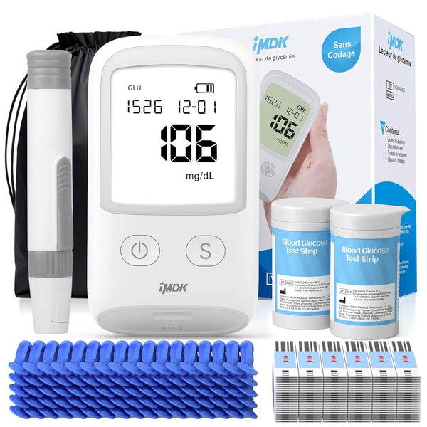 Blood Glucose Test Kit for Diabetes: IMDK 𝗖𝗹𝗶𝗻𝗶𝗰𝗮𝗹𝗹𝘆 𝗔𝗰𝗰𝘂𝗿𝗮𝘁𝗲 Blood Sugar Monitor Testing Kits, 50 Glucometer Strips, 50 Lancets and 1 Lancing Devices (-In Mmol/L)