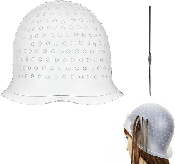 Highlighting Cap,Silicone Highlight Cap,Hair Highlighting Cap with Coloring Hair Hook,Easy to Clean and Reusable,Suitable for Men and Women,For Professional Hair Dyeing,Highlighting,Hairdressing.