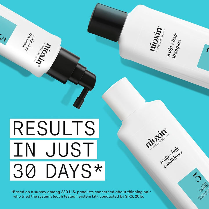 Nioxin System 3 - Hair Thickening System for Damaged Hair with Light Thinning - Biotin & Niacinamide - Shampoo, Conditioner, Serum