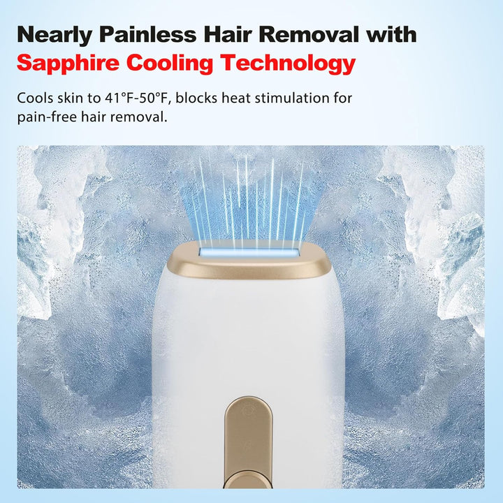 IPL Laser Hair Removal, Sapphire Cooling Painless Laser Hair Removal 1200Nm Hair Removal Laser 3 Modes and 5 Levels of Adjustment Permanent Hair Removal