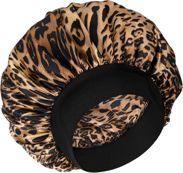 Silk Bonnet for Men, Satin Bonnet Single Layer Elastic Band Silk Sleep Cap Black Soft Adjustable Hair Cap Hair Wrap Large Bonnets for Women Sleeping