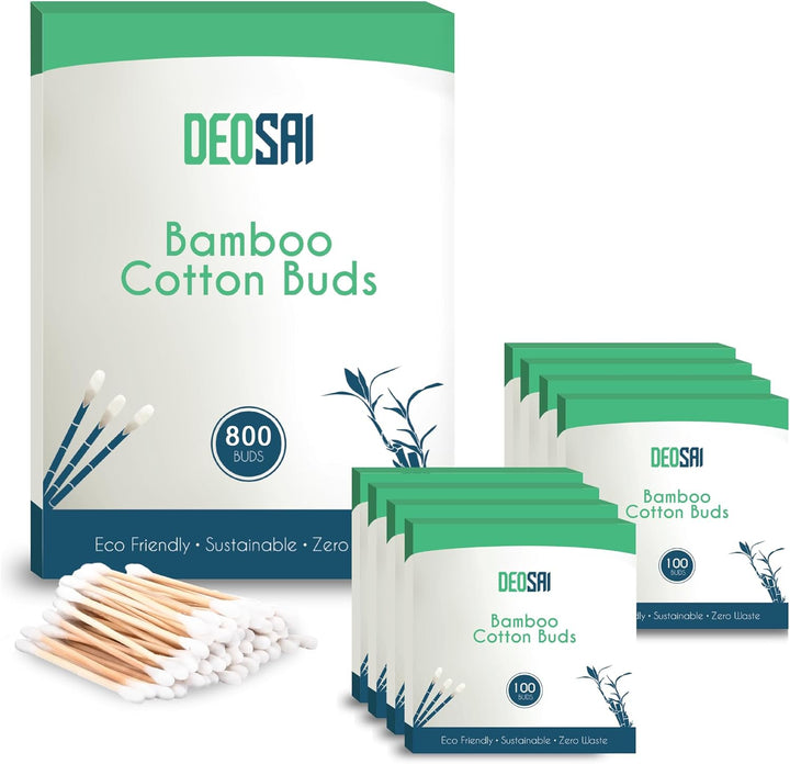 600 Premium Bamboo Cotton Buds, 100% Biodegradable and Plastic Free Ear Buds Cotton, Great Alternative to Plastic Cotton Buds, Swabs and Earbuds (600 Count)