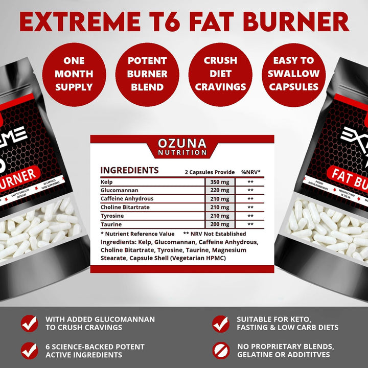 Fat Burners Keto Extreme T6 Fast Weight Loss Pills Diet Slimming | 60 Capsules