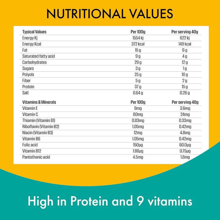 Vitamin and Protein Bars (15 X 40G Bars) — Chocolate Salted Caramel Flavour — 15G High Protein, 9 Vitamins, Low Sugar