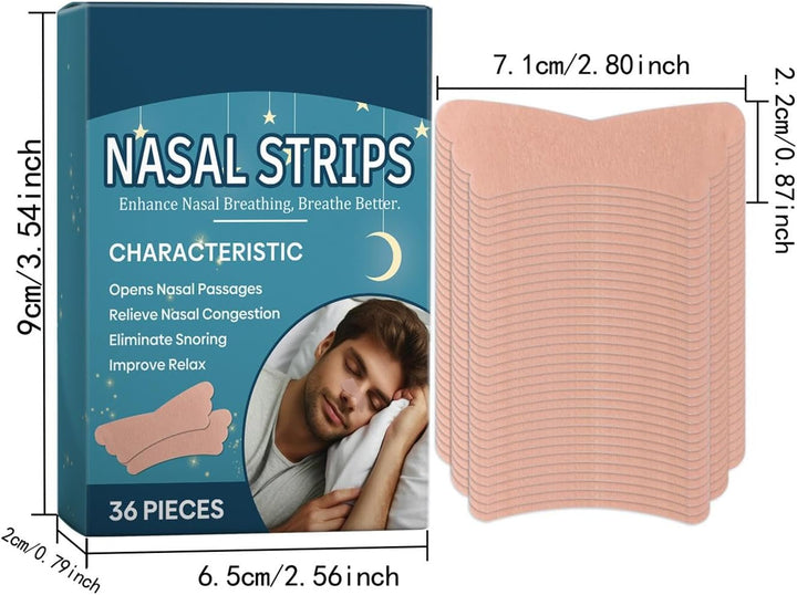 Nose Strips for Sleeping, Nose Breathing Strip | 36 X Nose Strips for Breathing Sleeping - Ventilation Nasal Strips, Nose Strip for Better Sleep, Respiratory Strips Relieve the Nose With