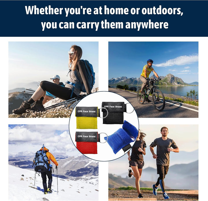 4PCS CPR Face Shields Portable anti Choking for Rescue Device CPR Mask Keychain Ring Cross-Infection Prevention Mouth-To-Mouth Protection Emergency Device for Preventing Accidents