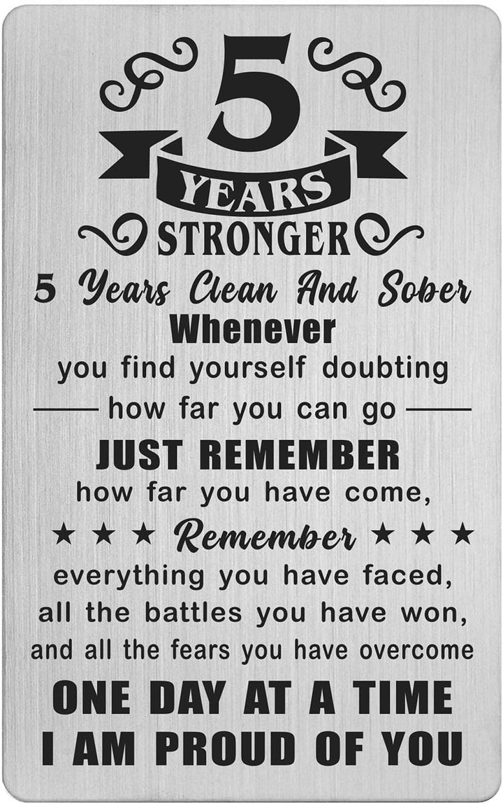 2 Year Sober Card - 2 Year Sobriety Gifts for Women Men - 2 Year Clean and Sober Gifts - 2 Yr Addiction Recovery Engraved Wallet Cards Token