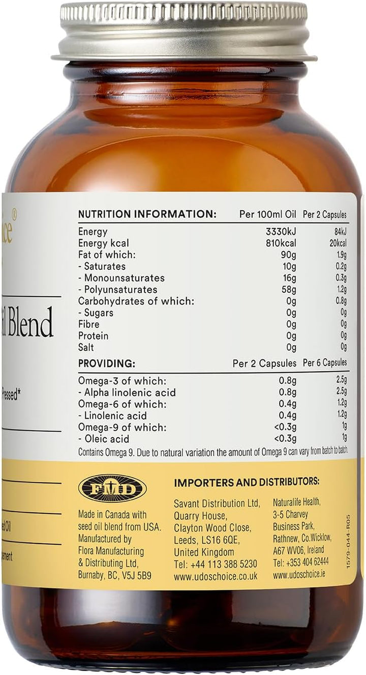 Ultimate Oil Blend Capsules - Vegan Omega 3 6 9 from Cold-Pressed Plant Oils - Flaxseed, Evening Primrose, Sunflower - Heart, Brain, Skin, Hormone Support - 60 Capsules – 30 Servings