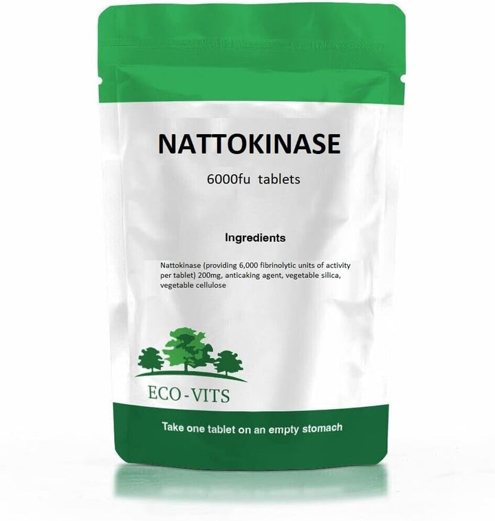 NATTOKINASE (6000FU) 120 CAPS Recyclable Packaging. Sealed Pouch