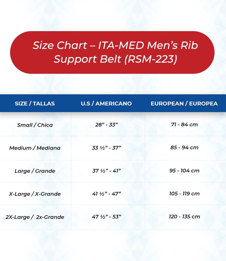 Breathable Elastic Rib Brace for Men, Ideal Compression Support Wrap/Belt for Broken, Cracked, Dislocated & Fractured Ribs, Made in USA (White, Medium)