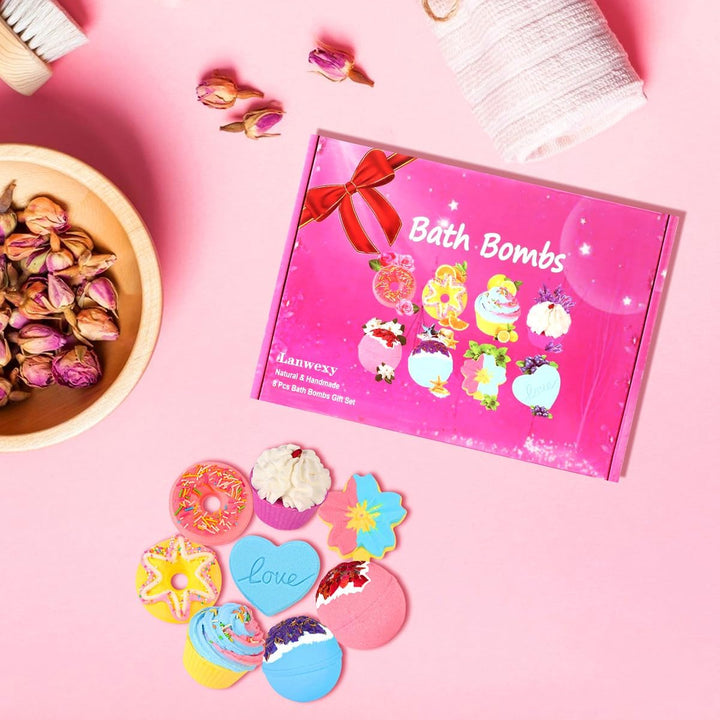 Bath Bombs, 8 Large Bath Bombs Set for Women.Organic Natural Handmade Aroma Pure Essential Oil Bubble Bath Balls.Fragrant Spa to Moisturize Dry Skin.Birthday, Mothers Day Present