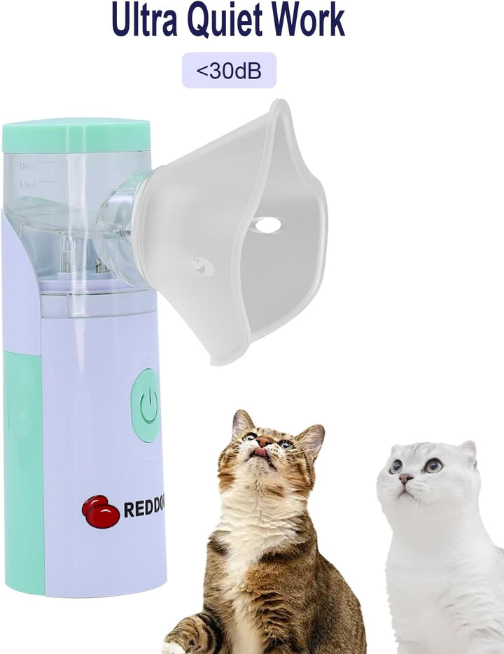 Portable Pet Nebulizer for Cat with Mask, Handheld Mesh Nebulizer for Cat, Low Noise, USB Operated for Home & Office Use, Fit for Pet Breathing Problems