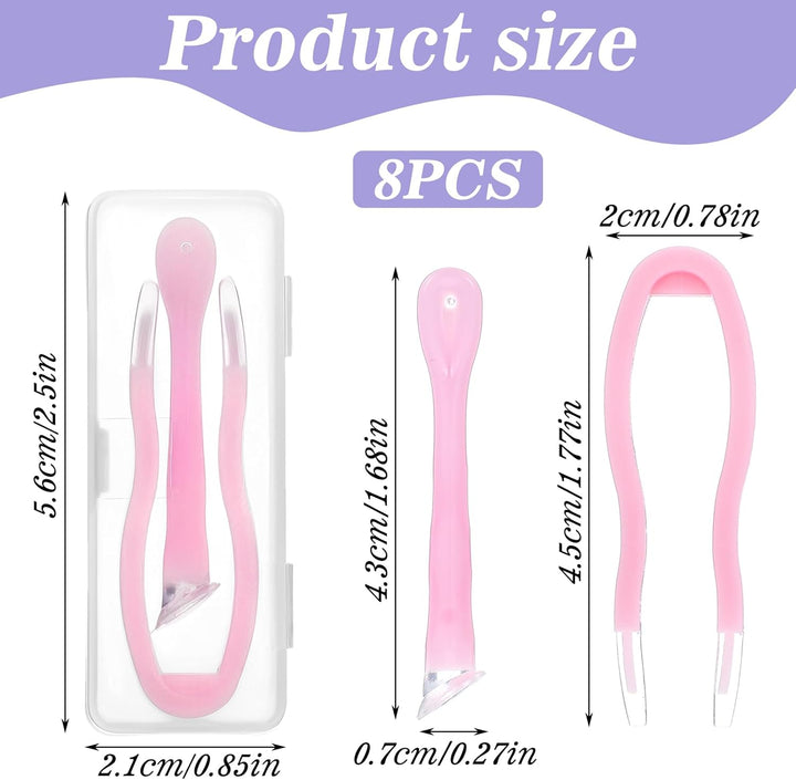 8Pcs Contact Lens Remover Tools,Contact Lenses Applicator,Portable Hard & Soft Lens Remover Suction Holder Inserter Tool with Tweezers & Storage Case for Soft Lenses(White,Pink,Blue,Orange)