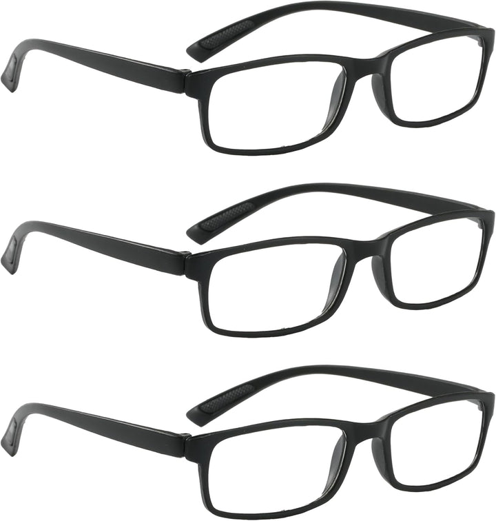 PROFLEX Sparespecs Reading Glasses (Value 3 Pack) - Lightweight, Impact & Scratch Resistant, Bendy, Flexible, Anti-Slip, Unisex (Mens + Womens) +1.0, +1.5, +2.0, +2.5, +3.0, +3.5, +4.0 - (Classic)