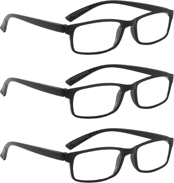 PROFLEX Sparespecs Reading Glasses (Value 3 Pack) - Lightweight, Impact & Scratch Resistant, Bendy, Flexible, Anti-Slip, Unisex (Mens + Womens) +1.0, +1.5, +2.0, +2.5, +3.0, +3.5, +4.0 - (Classic)