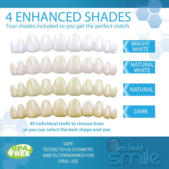 Complete Your Smile Temporary Tooth Replacement Kit, Broken or Missing Tooth Repair Kit, Bright White Natural and Dark Shades, Patented, 40 False Teeth