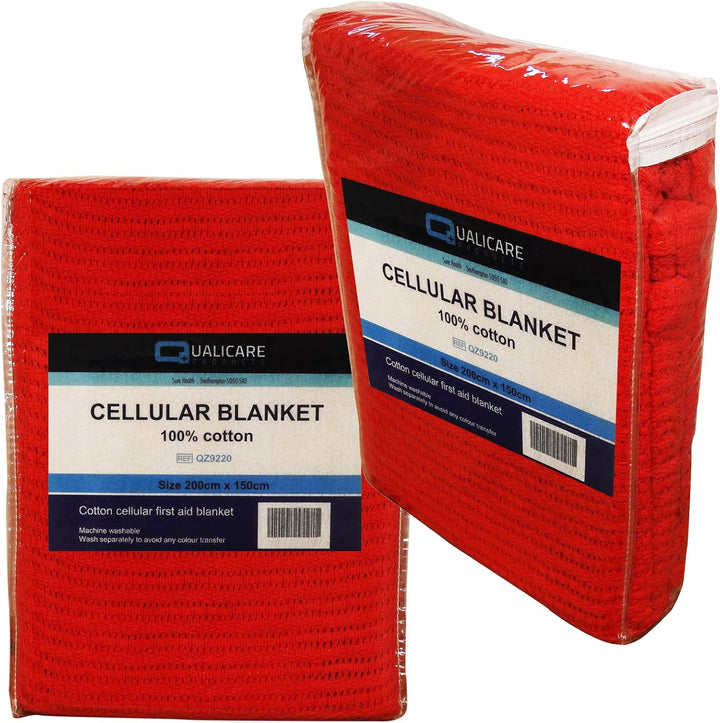 Premium Large 2M X 1.5M Cellular First Aid Medical Red Casualty Cotton Blanket - Single Pack